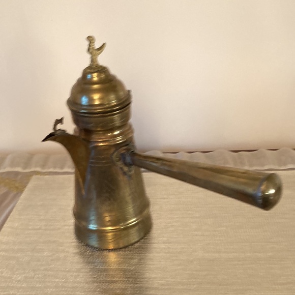 Antique Brass Arabic Turkish Dallas Coffee Pot Decor - Picture 2 of 8